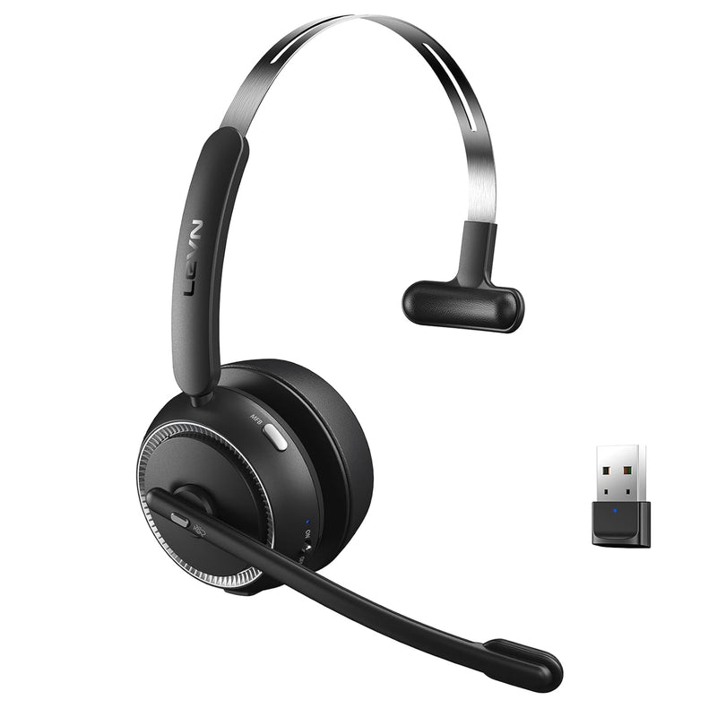 Wireless Headset With Microphone For Pc, Bluetooth Headset With Mic & Mute But