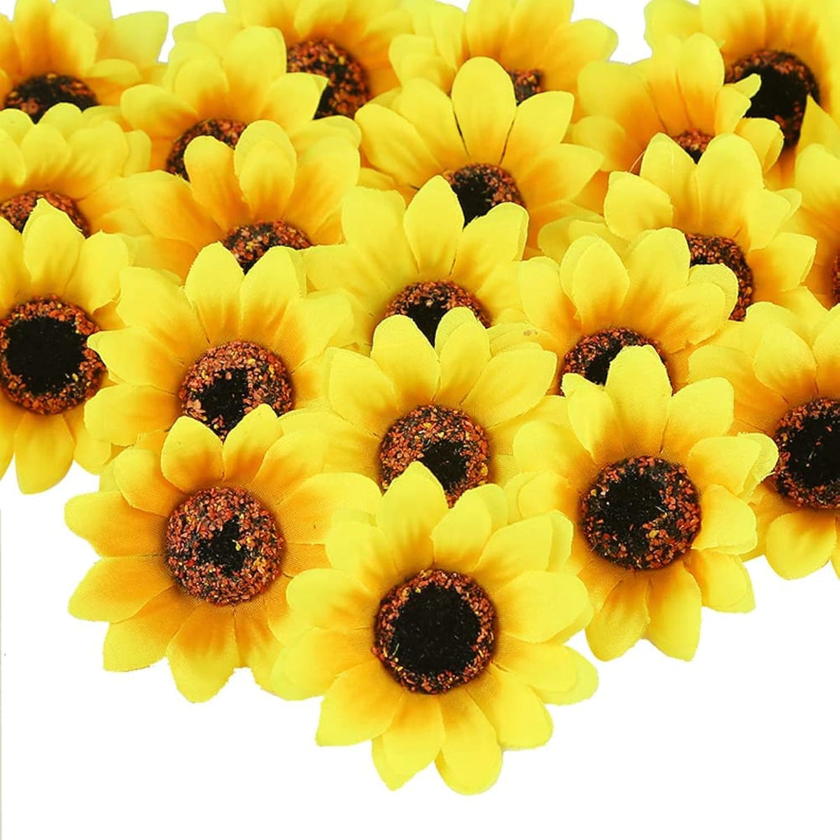25Pcs Fake Sunflowers Heads - 2.8” Artificial Spring Flowers For Diy Crafts, Wedding, Home Decor & Birthday Party