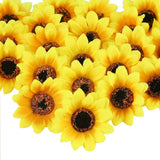 25Pcs Fake Sunflowers Heads - 2.8” Artificial Spring Flowers For Diy Crafts, Wedding, Home Decor & Birthday Party