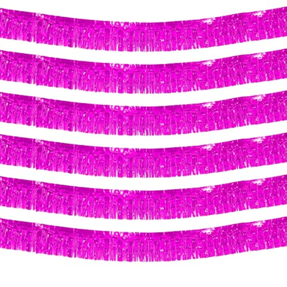 6 Pack 10 Feet Pink Metallic Foil Fringe Garland Rectangular Banner For Parade Floats, Thanksgiving, Christmas, Birthday, Halloween Party Decorations