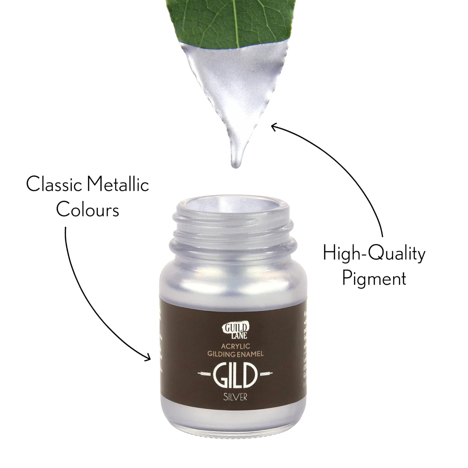 Gild Metallic Acrylic Enamel Paint - Silver - For Wood, Metal, Glass, Furniture & Crafts - Water-Based, Non-Tarnish Finish - 125Ml Tin - Made In Britain