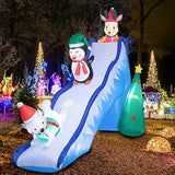 10 Ft Christmas Inflatables Outdoor Decorations, Funny Christmas Inflatables Slide With Penguin, Polar Bear, Reindeer Bl