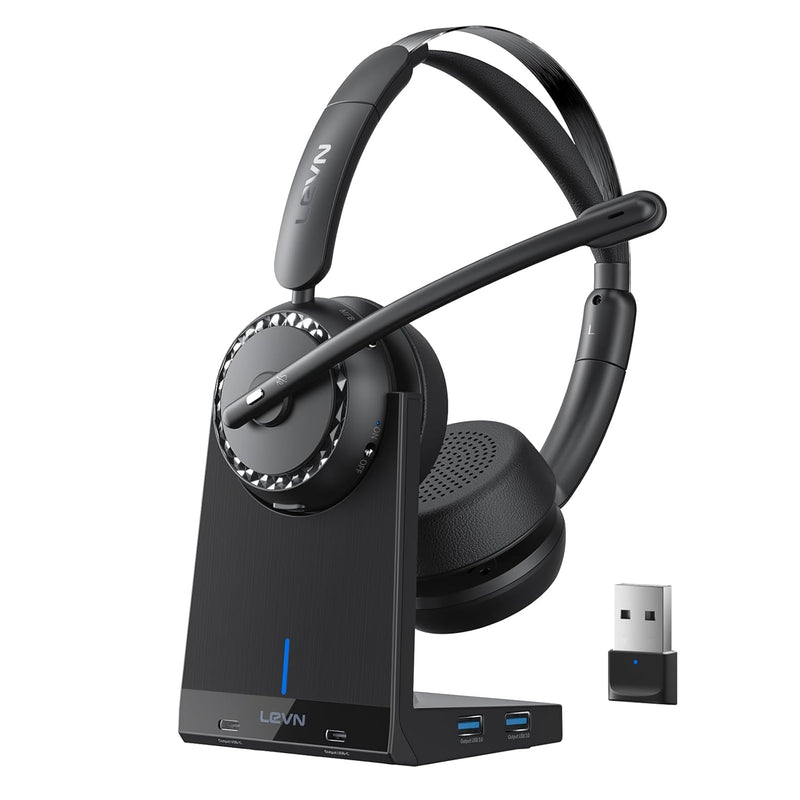 Wireless Headset, Bluetooth 5.2 Headset With Microphone (Ai Noise Cancelling),