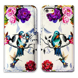 Leather Flip Wallet Case Cover for iPhone SE 2022, iPhone SE 3rd Gen, iPhone SE 2020, iPhone 8, iPhone 7 - Hummingbird in Flowers Design