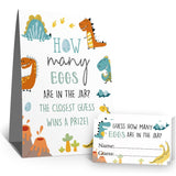 Baby Shower Games Guess How Many Eggs Sign(1 Standing Sign-50 Guessing Cards) Dinosaur Theme Party Activities Decorations Game Cards Kit For Baby Showers, Newborn Parties, Birthdays Decorations-34