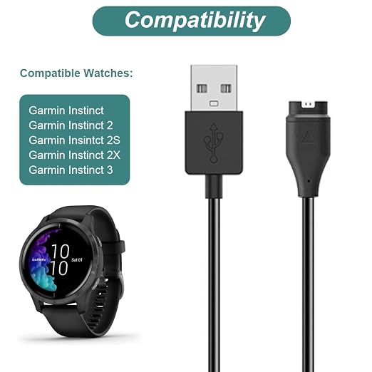 2 Pack 3.3FT Replacement Charger Cable for Garmin Instinct 3 2 2X 2S 1 Watch