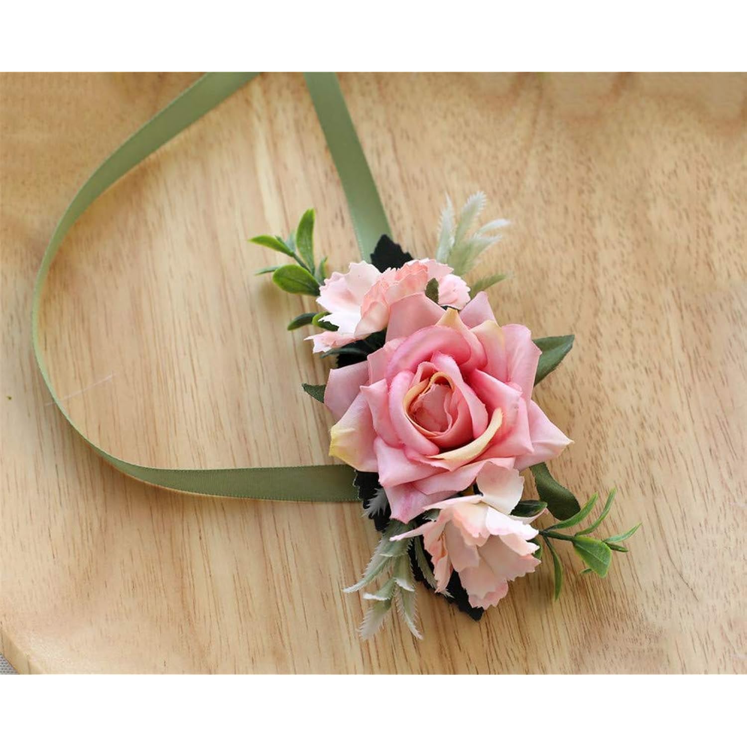 Artificial Rose Boutonniere And Corsage Set Rose Silk Flower For Wedding Prom Party, Pink