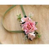Artificial Rose Boutonniere And Corsage Set Rose Silk Flower For Wedding Prom Party, Pink