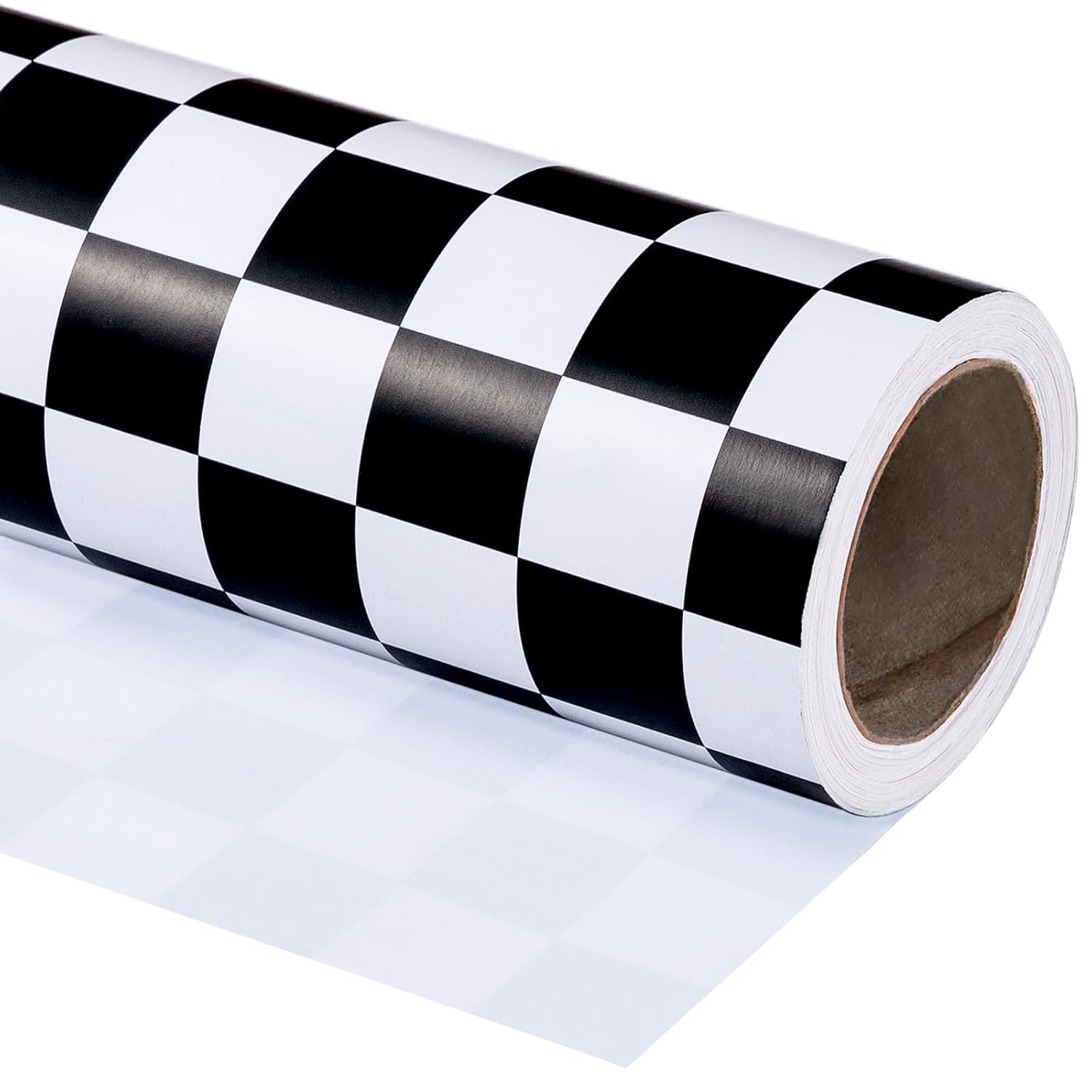 Checkered Flag Wrapping Paper Roll - 17 Inch X 16.5 Feet - Race Car Wrapping Paper For Kids Birthday, Girls Boys Birthday, Baby Shower
