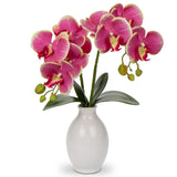 Pink Orchids Artificial Flowers 16'' Faux Orchids In Ceramic Vase Fake Orchid Arrangement For Home Office Room Table Centerpieces Kitchen Elegant Decor Indoor