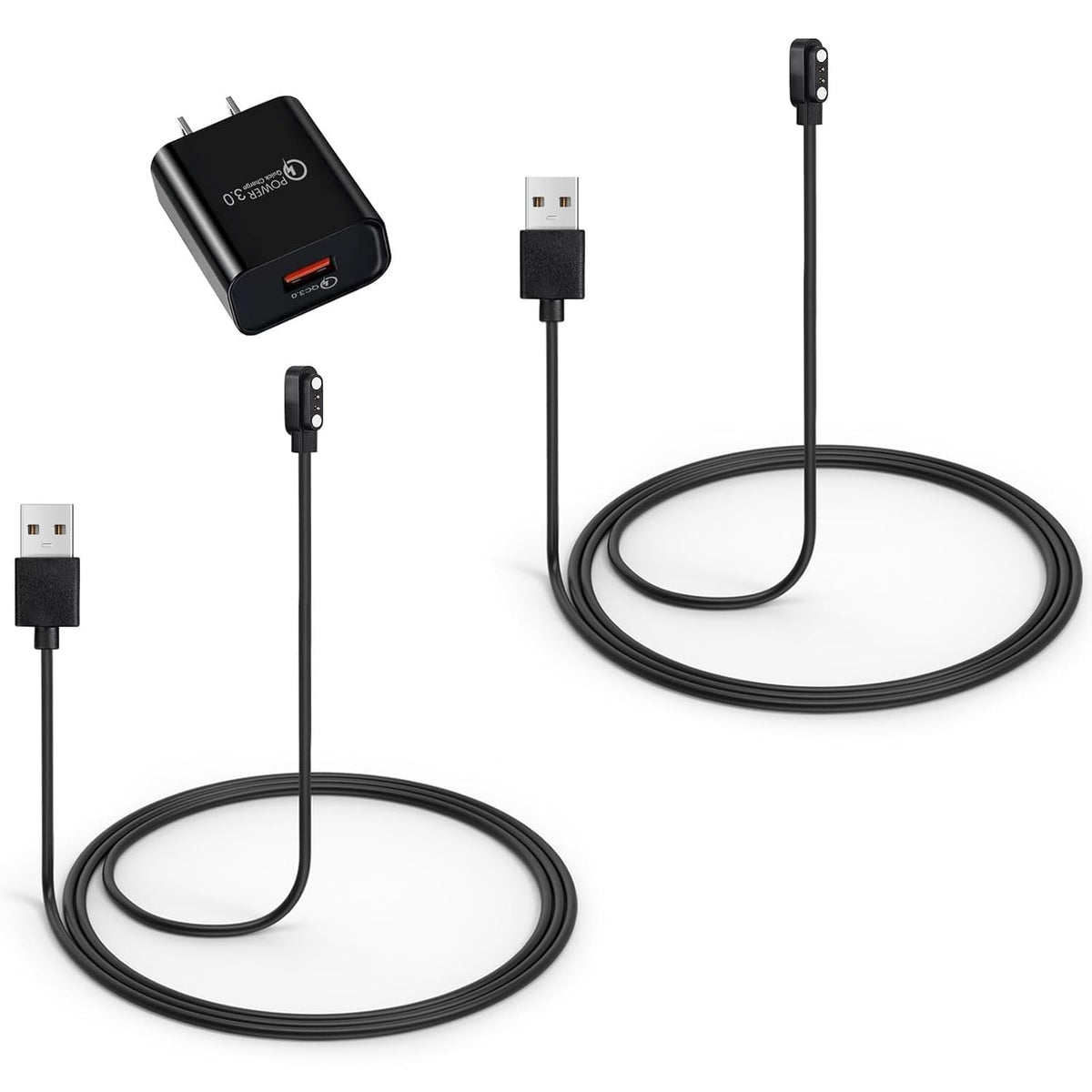 2-Pack Dog Bark Collar Charger for FAFAFROG Training Collar, Magnetic USB Charging Cable with Power Adapter