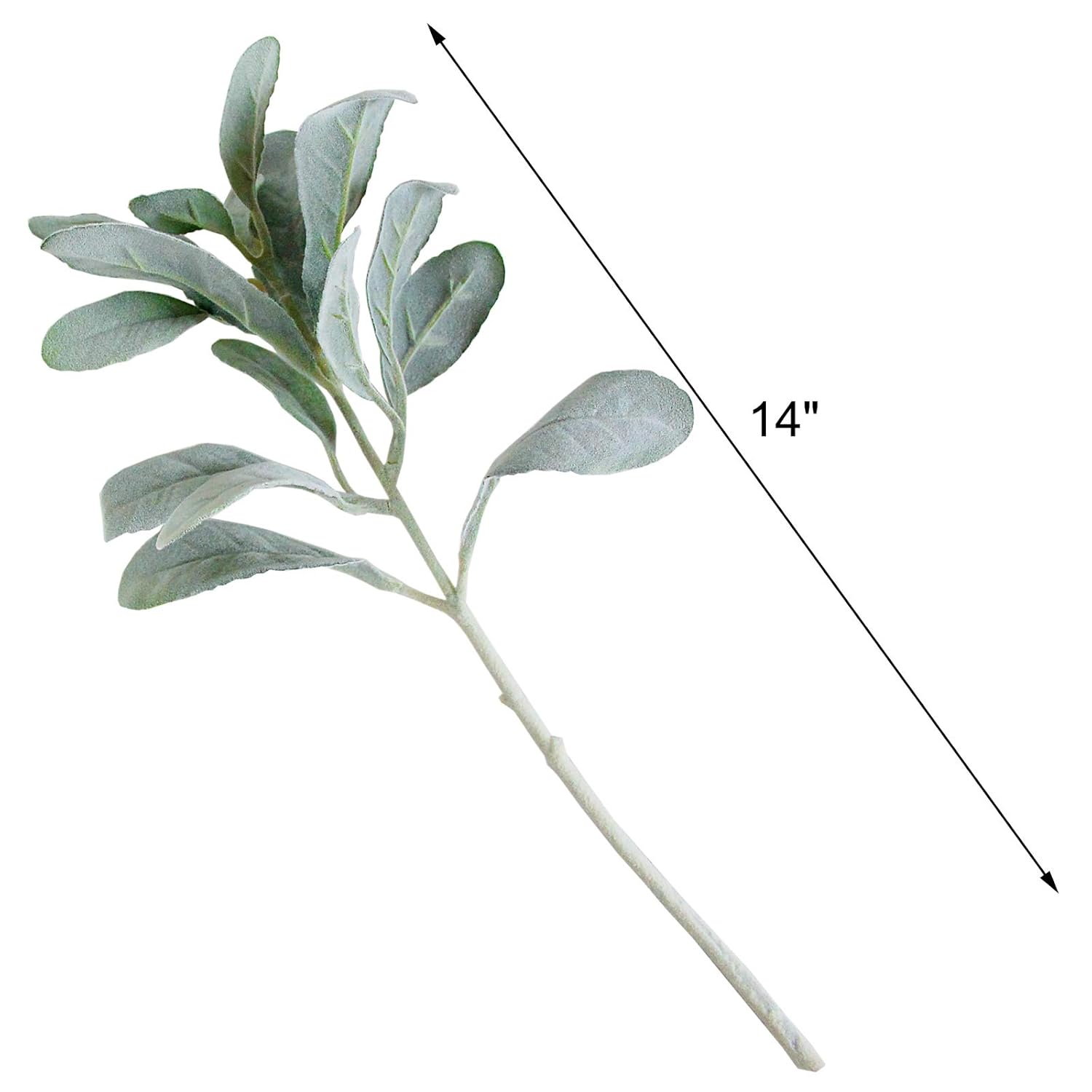 Artificial Flocked Lambs Ear Leaves Dusty Miller Stems Flocked Oak Leaves Lamb'S Ear Foliage For Home Wedding Diy Floral Arrangement (Silver Lamb'S Ear, 5)