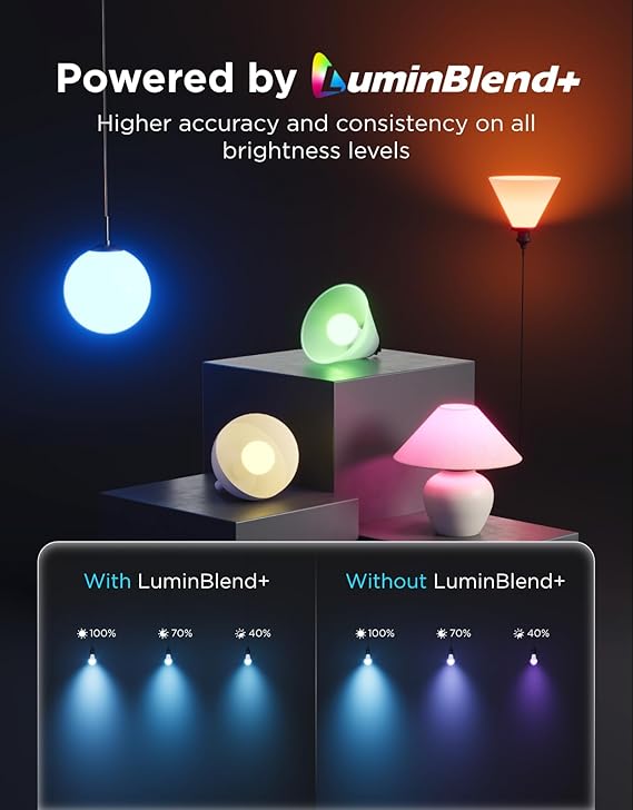 A21 Smart LED Light Bulbs 2 Pack 1600LM 100W Equivalent RGBWW Matter Alexa SmartThings Compatible