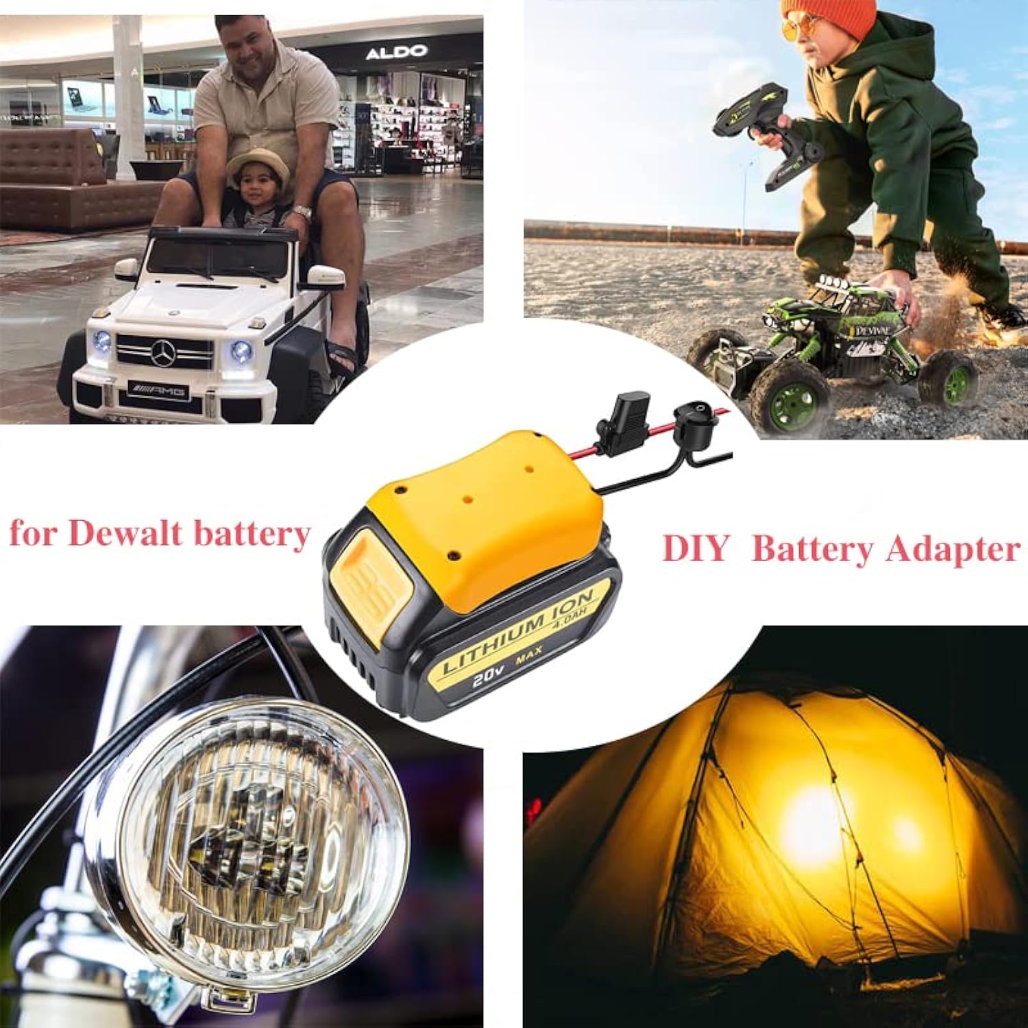 2 Packs Power Wheels Adapter For Dewalt 20V Battery Adapter Power Conversion Kit With Switch & Fuse & Wire Terminals &12Awg Wire, Power Connector Power Converter For Diy Power Wheels, Robotics Rc Toys