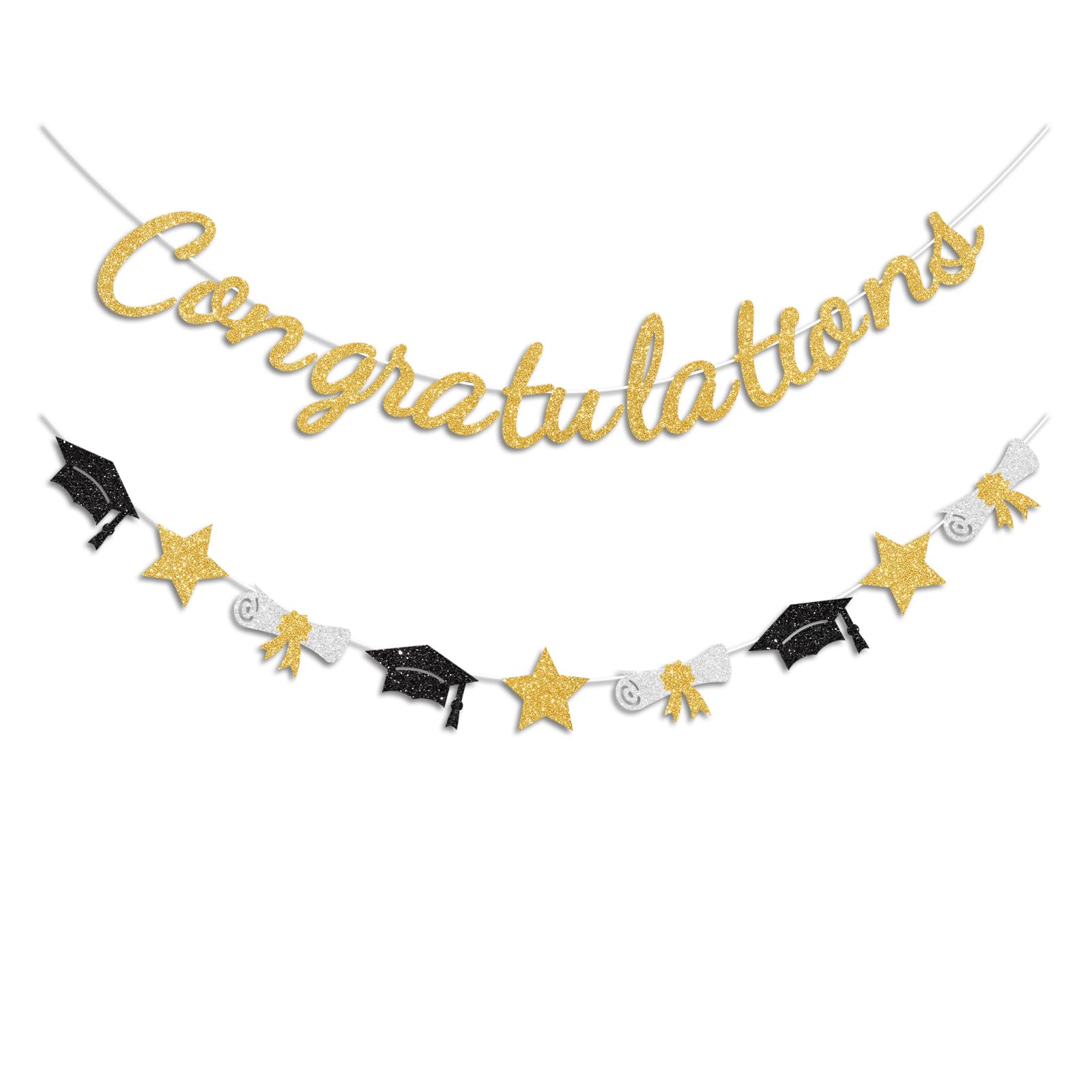 Congratulations Banner Gold Graduation Decorations Class of 2026 Prestrung Congrats Grad Banner for Middle School High School College Graduate Party Decorations