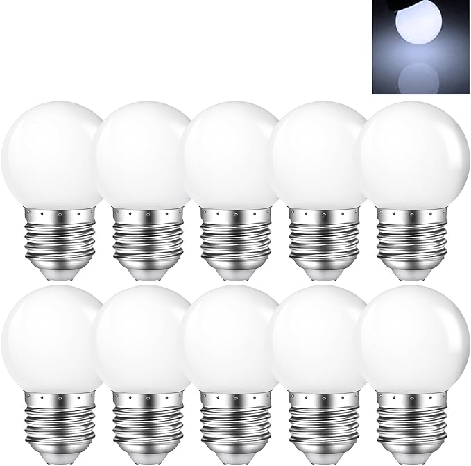 10 Pack 1W LED Night Light Bulbs G14 G45 E26 6500K Daylight White 5W