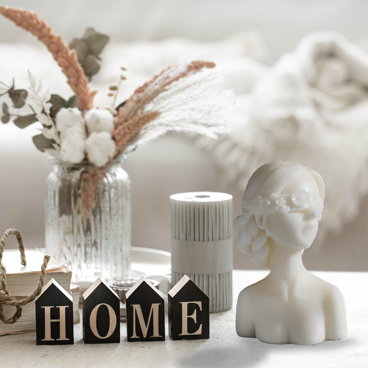 Bust Statue Decorative Scented Soy Wax Candle, Aesthetic White Candle For Home Decor, Bedroom, Bathroom, Wedding