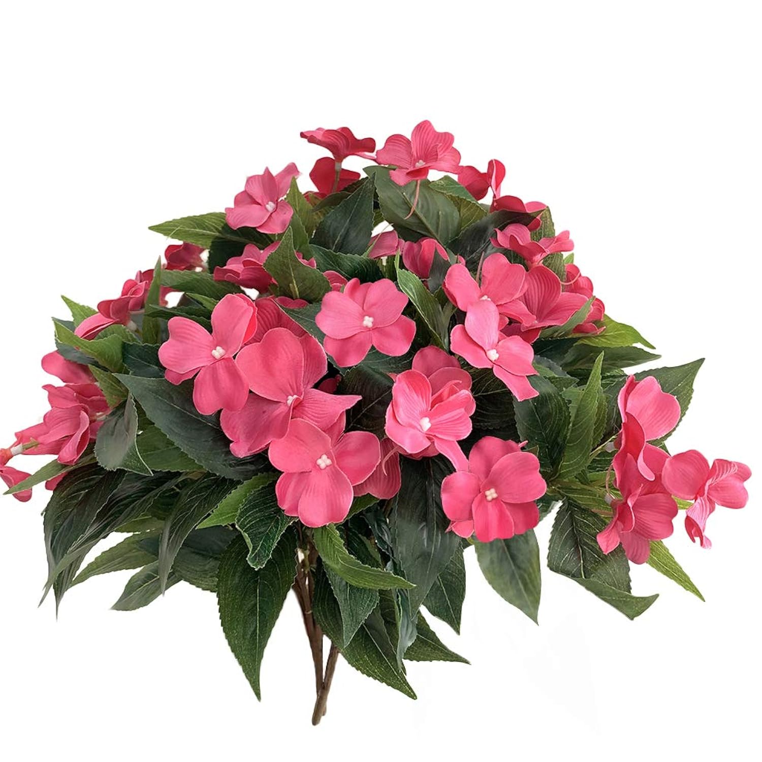 Artificial Impatiens Bouquet Flower Patio Lawn Garden Wedding Photo Decor (2Pcs),Pink