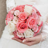 2 Pcs Bride Wedding Handle Foam Flower Rack, Wedding Bouquet Artificial Flowers, With 50 Pcs Plastic Diamond Pin.