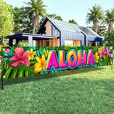 Aloha Backdrop Banner Hello Summer Hawaiian Tropical Theme Supplies Outdoor Banner 118 X 20 Inch Party Backdrop Decorations Photo Booth Props Summer Supplies Large Yard Sign