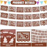 4 Pack 59 Ft Papel Picado Banner Mexican Talavera Party Plastic Fiesta Banner Mexico Wedding Decorations For Day Of The Dead Cinco De Mayo Cielito Lindo Party Decorations (Brown)