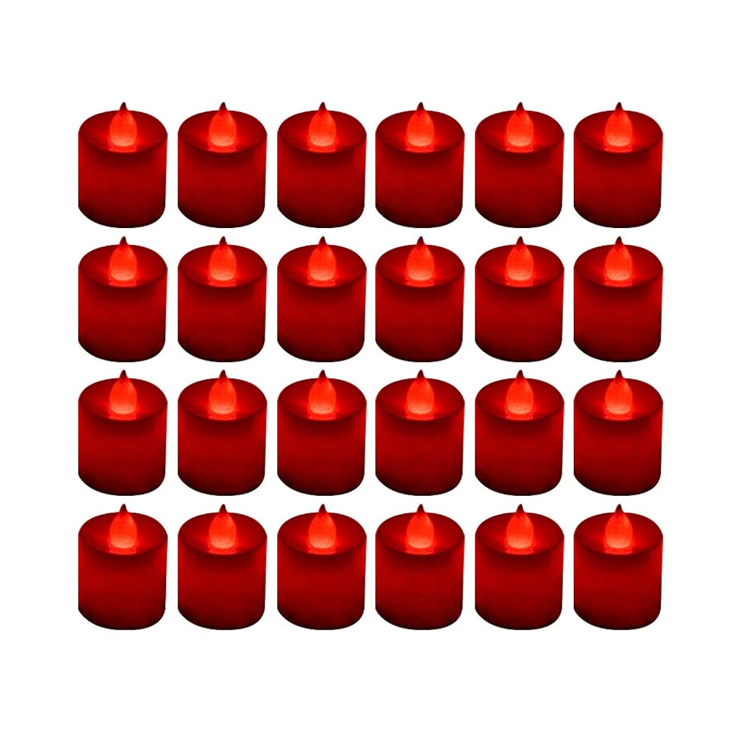 24 Pack Flameless Led Tea Lights Candles, Flickering Red Battery Operated Electronic Fake Candles, Decorations For Wedding, Party, Christmas, Halloween (Red)