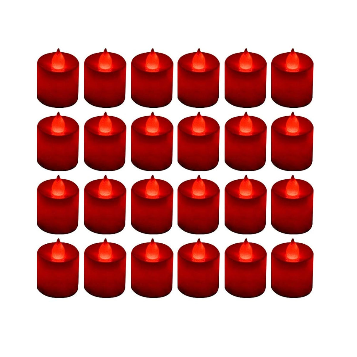 24 Pack Flameless Led Tea Lights Candles, Flickering Red Battery Operated Electronic Fake Candles, Decorations For Wedding, Party, Christmas, Halloween (Red)