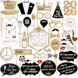 35Pc New Year 2026 Photo Booth Props NYE Party Decorations