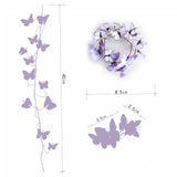 Artificial Butterfly Garland, Fake Butterfly Decorative Vines, Diy 3D Unique Butterfly Hanging Decor For Home Wall Easter Spring Flowers Party Wedding Arch Shopping (Pur Ple07)