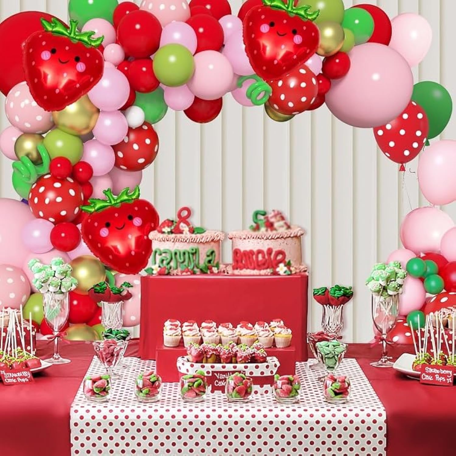 162Pcs Strawberry Birthday Party Decorations Strawberry Balloons Garland Arch Kit Berry First Birthday Party Supplies For Girls Baby Shower Summer Fruit Party Decor