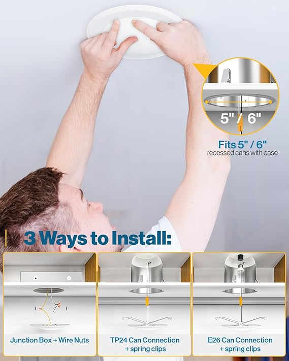 12 Pack 5/6 Inch LED Disk Lights 6000K Daylight Dimmable Flush Mount Fixtures