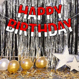 Cartoon Red And White Birthday Banner, Cartoon Animation Theme Birthday Decorations Happy Birthday Letters Garland Sign For Home Wall Door Window Parties Hanging Bunting Decor