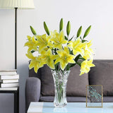 Artificial Tiger Lily Latex Real Touch Flower Home Wedding Party Decor,Pack Of 5 (Yellow)