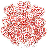 Red Heart Confetti Balloons 30 Pcs, 12 Inch Clear Heart Latex Balloon With Heart Confetti Inside For Wedding Anniversary Birthday Party Valentine Baby Shower Bridal Shower Decorations Supplies