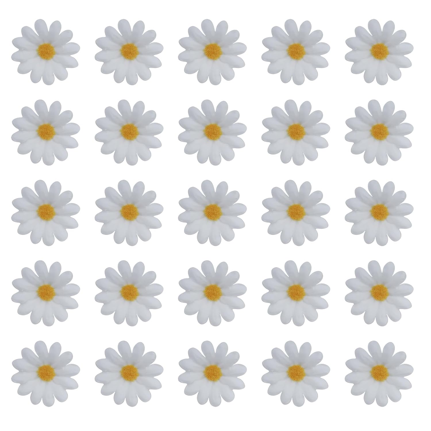 50 Pcs Daisy Flower Head 4 Cm Artificial Chrysanthemum Silk Sunflowers For Wedding Bride Party Home Diy Crafting Decoration (White)