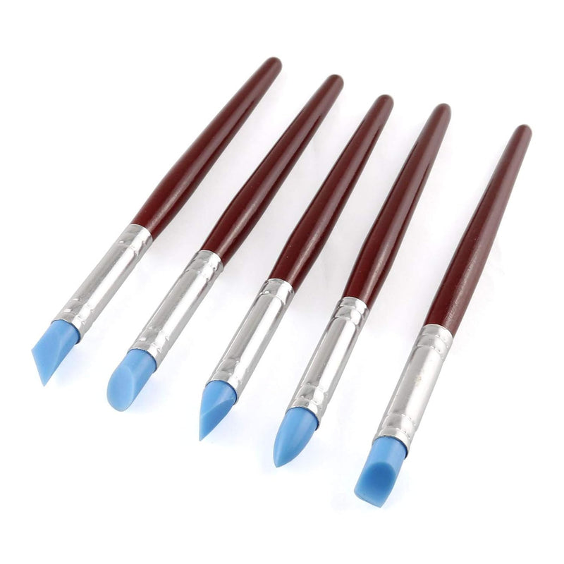 Clay Shaping Tool 5Pcs 5 Size Rubber Tip Silicon Brushes Pottery Clay Pen Shap