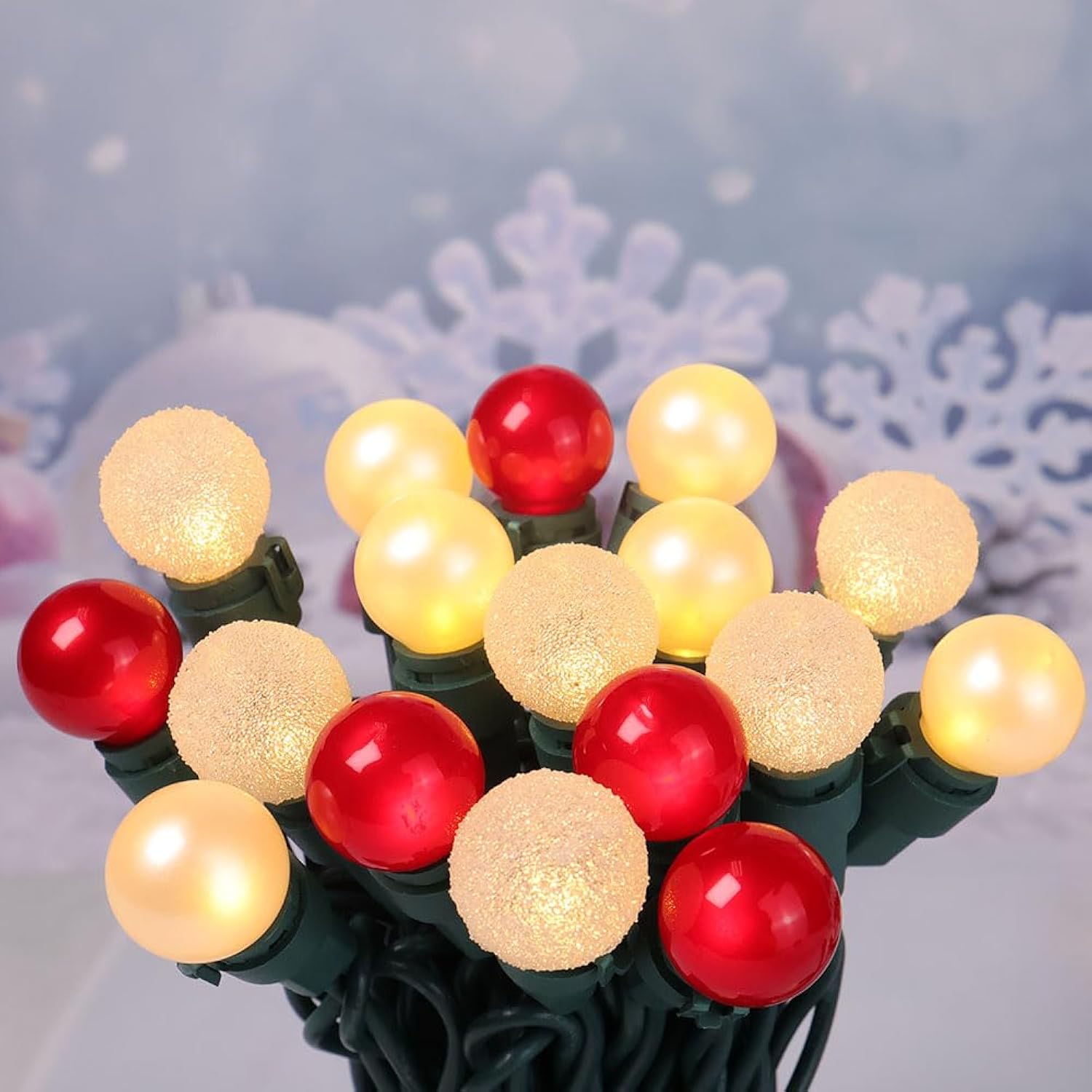 Christmas String Lights 50 Led Warm White & Red Color G15 Glass Lights Globe String Light Plug In Ul Certified Outdoor I