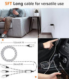 3 Pack 5FT 3 in 1 Multi Charging Cable Nylon Braided USB Charger Cord for USB C Micro USB Lightning