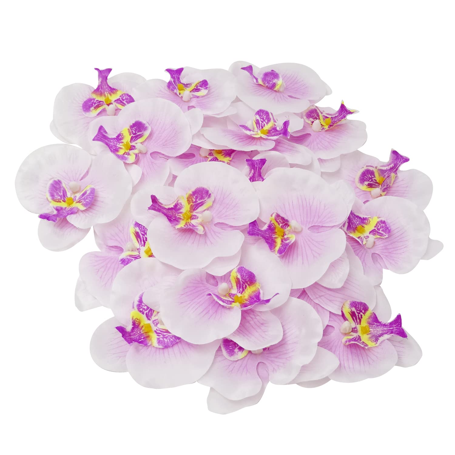 20Pcs Fabric Butterfly Orchid Flower Heads Artificial Fake Flowers Heads For Crafts Home Wedding Decoration