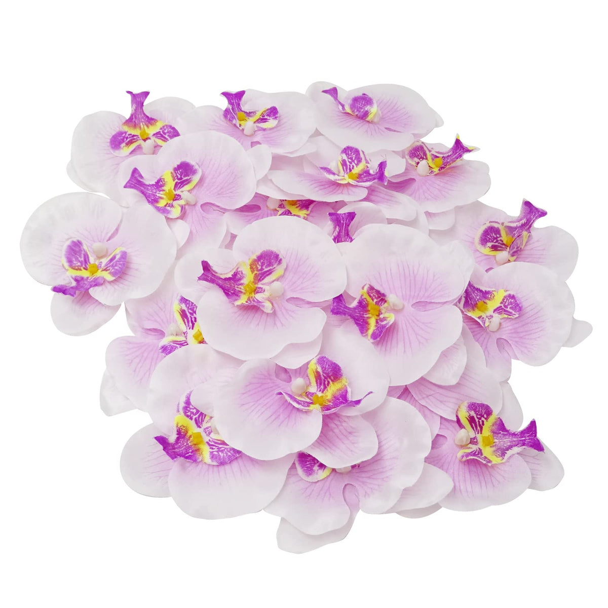 20Pcs Fabric Butterfly Orchid Flower Heads Artificial Fake Flowers Heads For Crafts Home Wedding Decoration