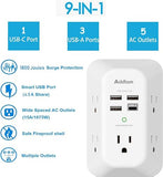 Surge Protector Outlet Extender 5 Outlets 4 USB Ports USB C 1800J Wall Charger White