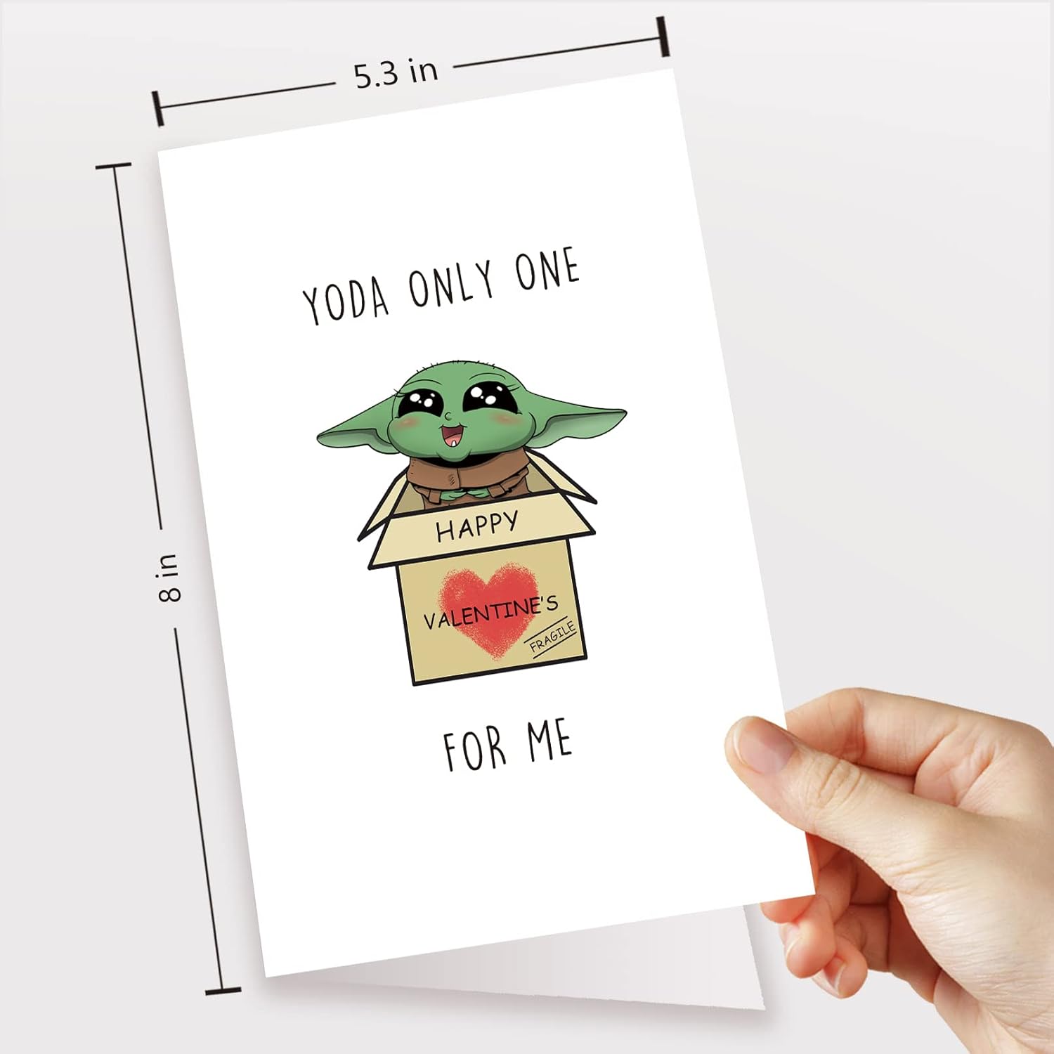 Cute Baby Yoda Valentines Day Card, Yoda Happy Valentine’S Card, The Mandalorian Baby Yoda Card, Yoda Only One For Me