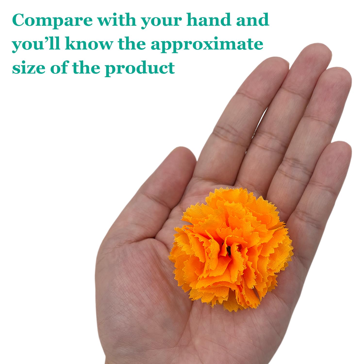 50Pcs Artificial Marigold Flowers, 2‘’ Silk Heads With Stems For Diwali, Indian Festival, Day Of The Dead Dia De Los Muertos, Mexican Party, Halloween, Altar Diy Decor