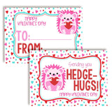 Valentine Hedge-Hugs Hedgehog Themed Valentine'S Day Cards For Kids To Give To Friends & Classmates, Thirty (30) 3.5" X 5" Fill-In Cards (Without Envelopes)