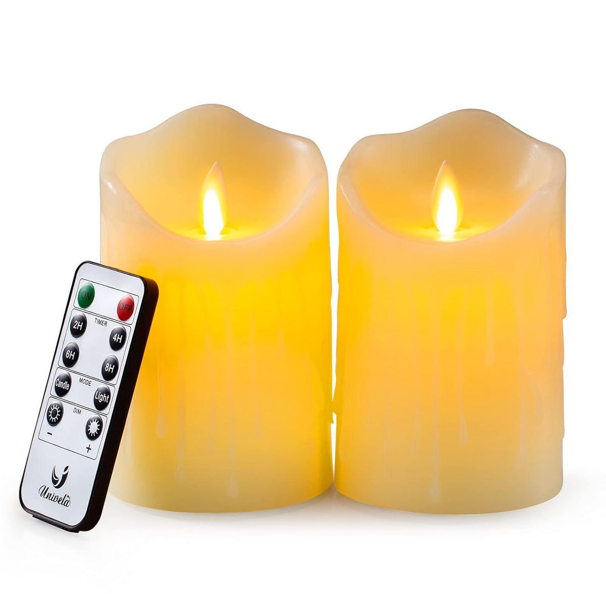 Flameless Candles With 10 Key Remote Timer Flickering Tear Wave Shaped Tealight Real Wax Simulate Dripping Led Candles Battery Operated Safe For Halloween Christmas Indoor Outdoor Decor, 3X5" , 2 Set