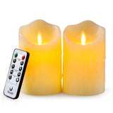Flameless Candles With 10 Key Remote Timer Flickering Tear Wave Shaped Tealight Real Wax Simulate Dripping Led Candles Battery Operated Safe For Halloween Christmas Indoor Outdoor Decor, 3X5" , 2 Set