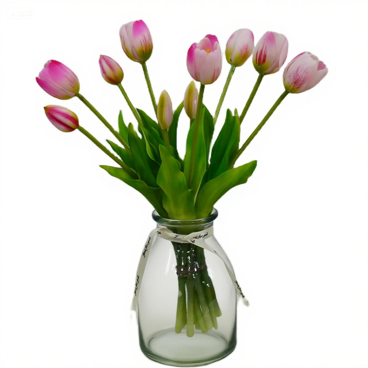 10Pcs Pink Tulips Artificial Flowers Real Touch Fake Tulips Fake Flowers Mother'S Day Easter Valentine'S Day Gifts Spring Decorations For Home