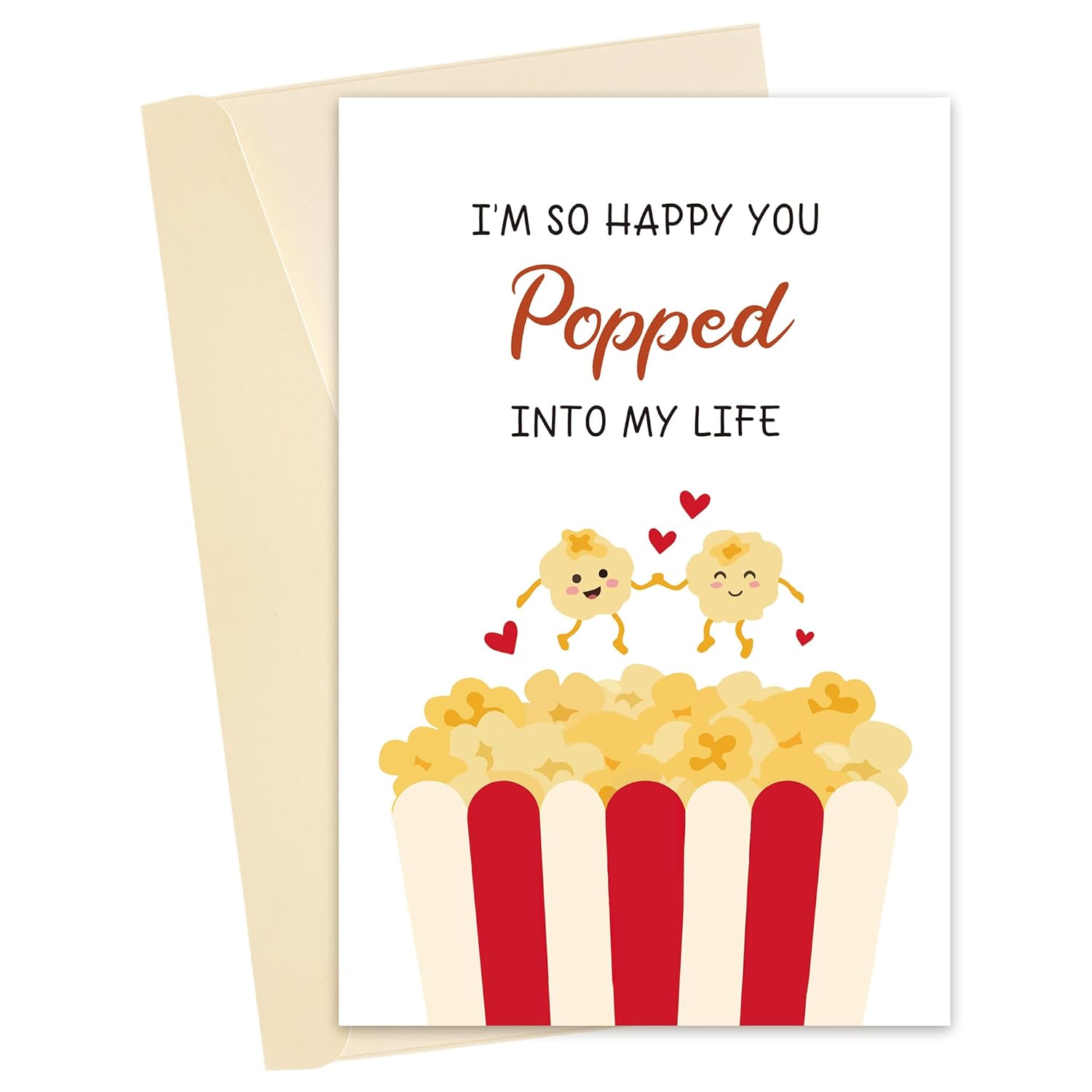 Funny Popped Into My Life Card, Food Pun Love Valentine'S Day Gift, Cute Anniversary Card For Him Her Popcorn Loving