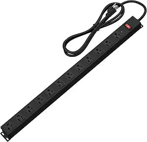 12 Outlet Surge Protector Power Strip 6FT Cord 2100J Wide Spaced Outlets Heavy Duty Black