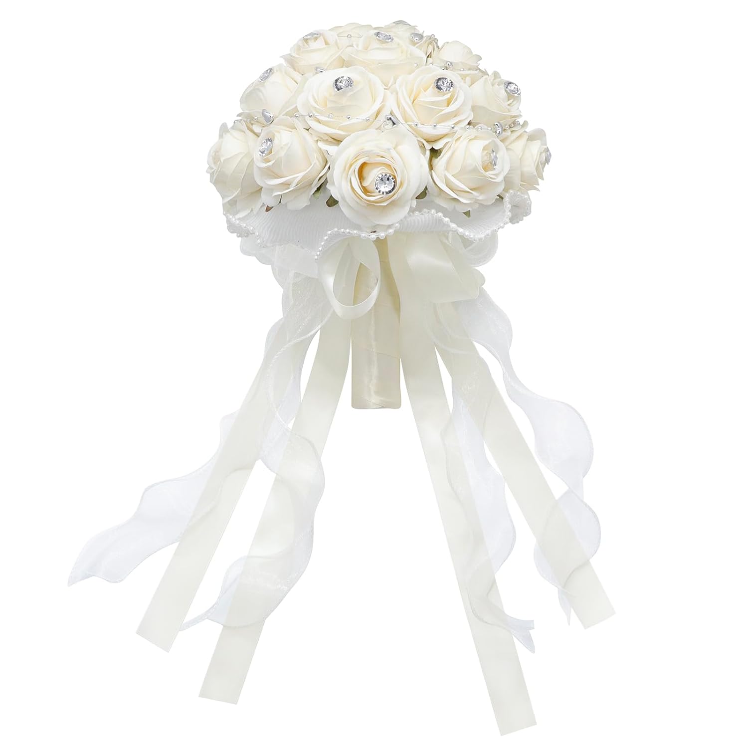 Wedding Bouquets For Bride Bridesmaid Hand Bouquet Diamond Artificial Flowers For Wedding Marriage Proposal Party Valentine'S Day Church Home Decoration (Champagne)